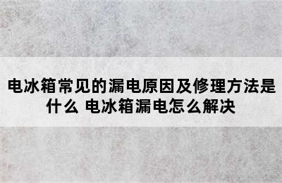 电冰箱常见的漏电原因及修理方法是什么 电冰箱漏电怎么解决